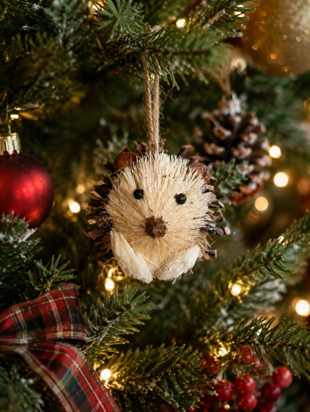 Natural Brown Hedgehog Decor